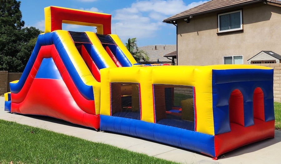Inflatable obstacle course setup for outdoor events